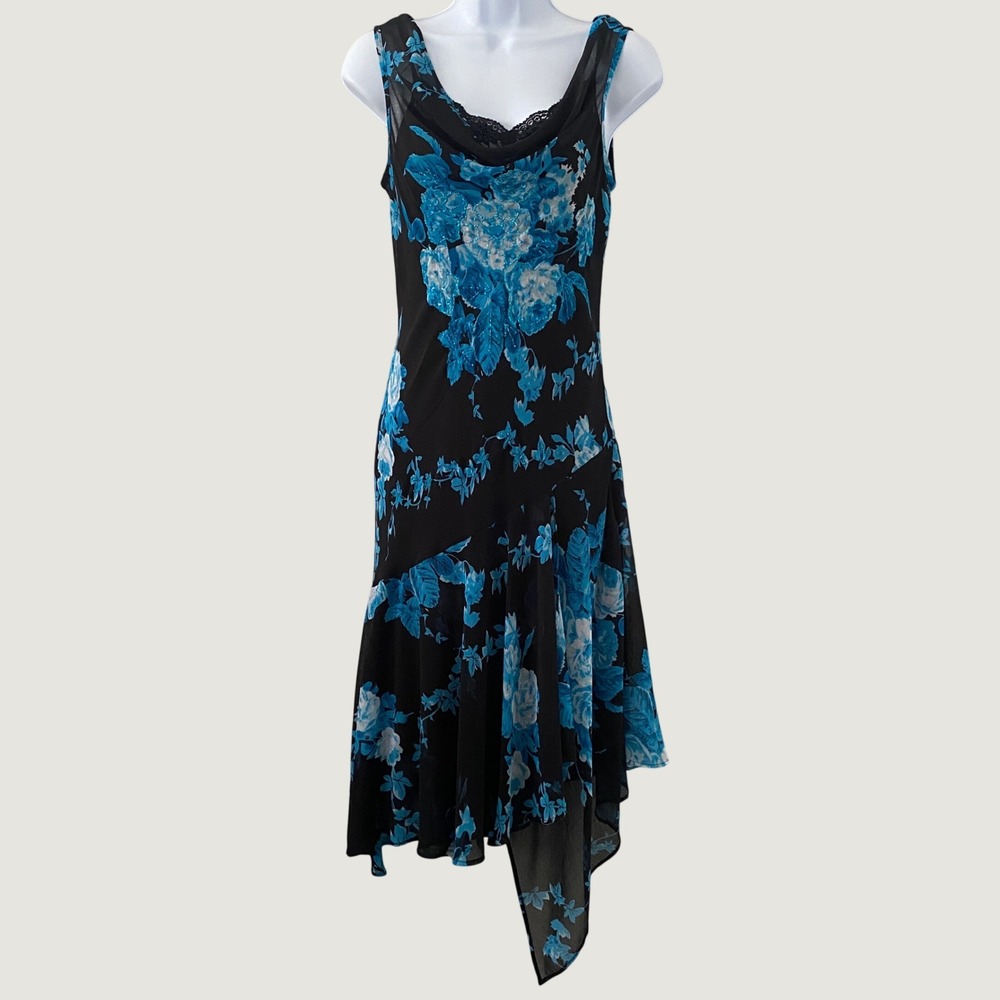 Vintage Y2K Asymmetrical Dress Small Beaded Fairy Grunge 2000s Whimsigoth Formal